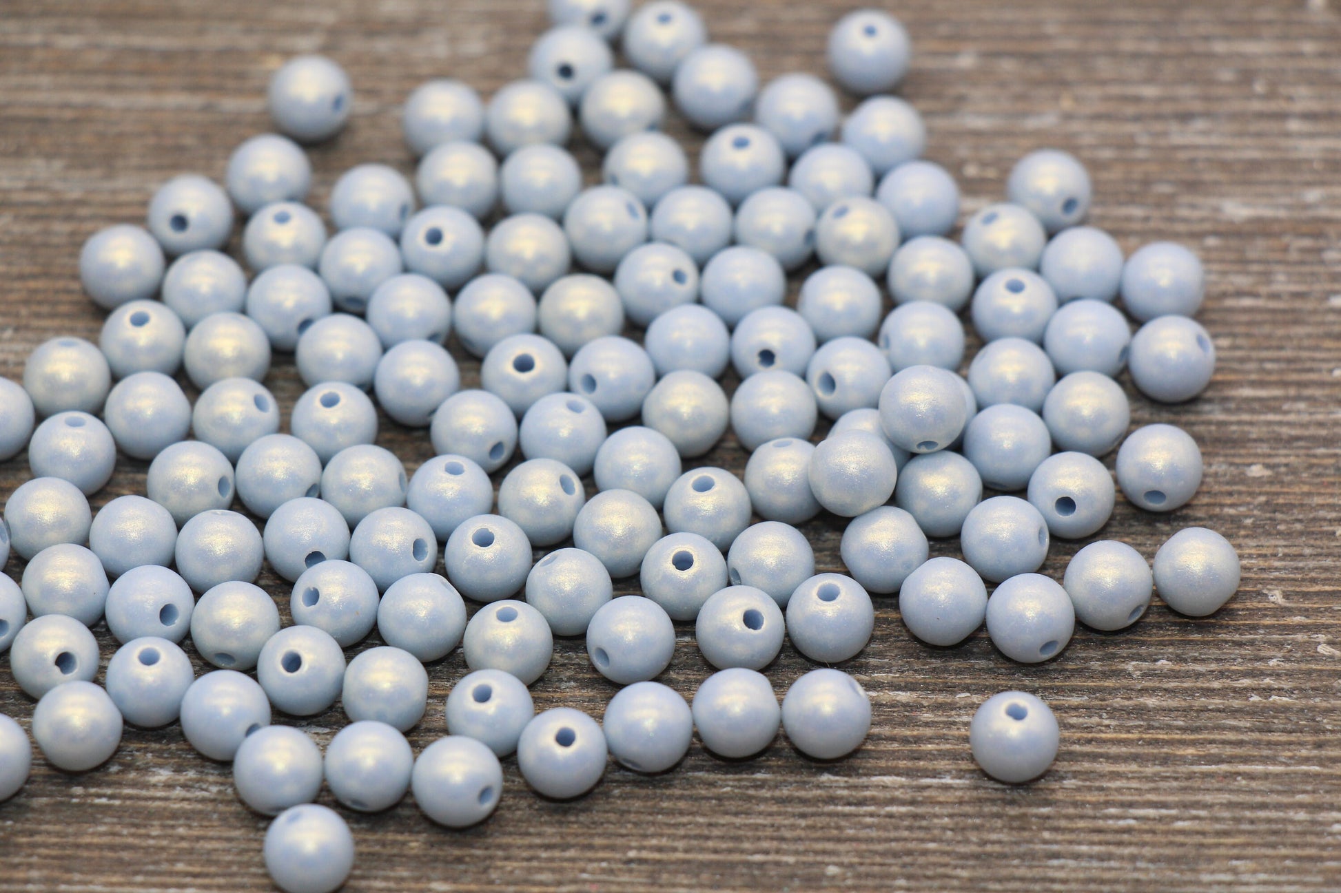 6mm Blue Shimmer Gumball Beads, Round Acrylic Loose Beads, Bubblegum Beads, Chunky Beads, Round Plastic Beads #1586