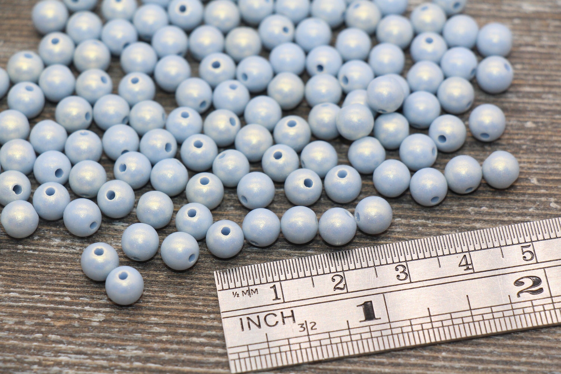 6mm Blue Shimmer Gumball Beads, Round Acrylic Loose Beads, Bubblegum Beads, Chunky Beads, Round Plastic Beads #1586