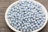 6mm Blue Shimmer Gumball Beads, Round Acrylic Loose Beads, Bubblegum Beads, Chunky Beads, Round Plastic Beads #1586