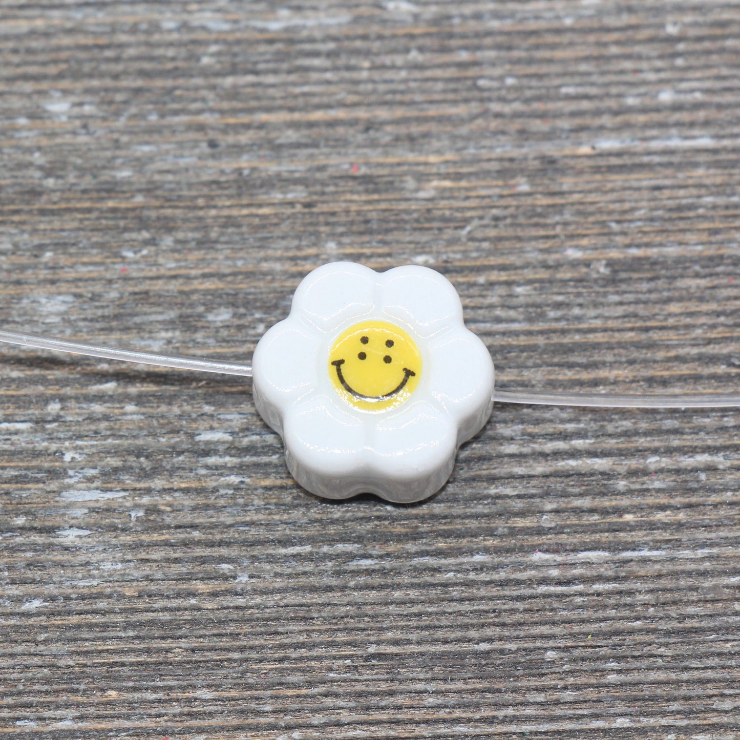 Ceramic Smiley Face Beads, Happy Face Sunflower Beads, Flower Shape Happy Face Beads