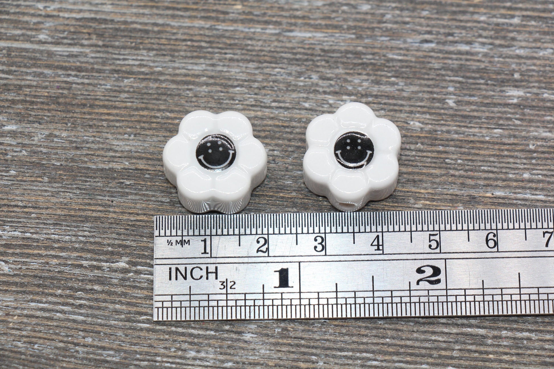 Ceramic Smiley Face Beads, Happy Face Sunflower Beads, Flower Shape Happy Face Beads