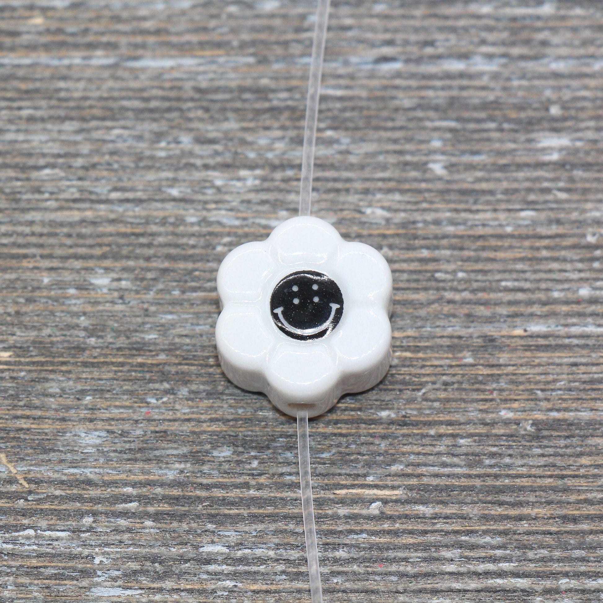 Ceramic Smiley Face Beads, Happy Face Sunflower Beads, Flower Shape Happy Face Beads