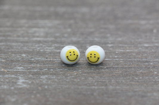 Ceramic Smiley Face Beads, Vertical Holes Happy Face Beads, Round Happy Face Beads #332