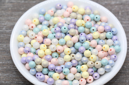 6mm Multicolored Shimmer Bubblegum Beads, Acrylic Beads