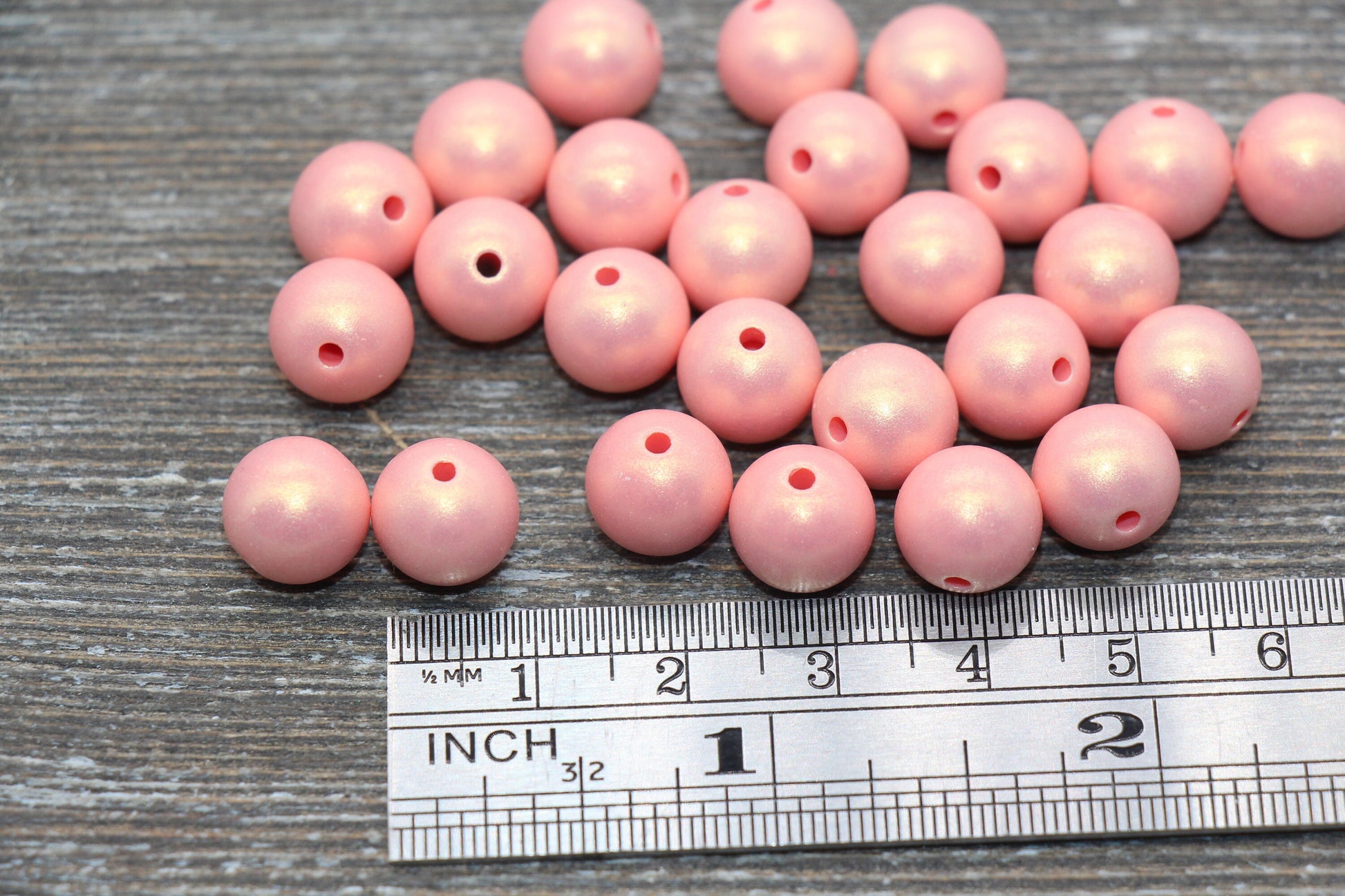 10mm Peach Shimmer Gumball Beads, Round Acrylic Loose Beads, Bubblegum Beads, Chunky Beads, Gumball Beads, Smooth Plastic Beads #1561 - Yourdiysupply