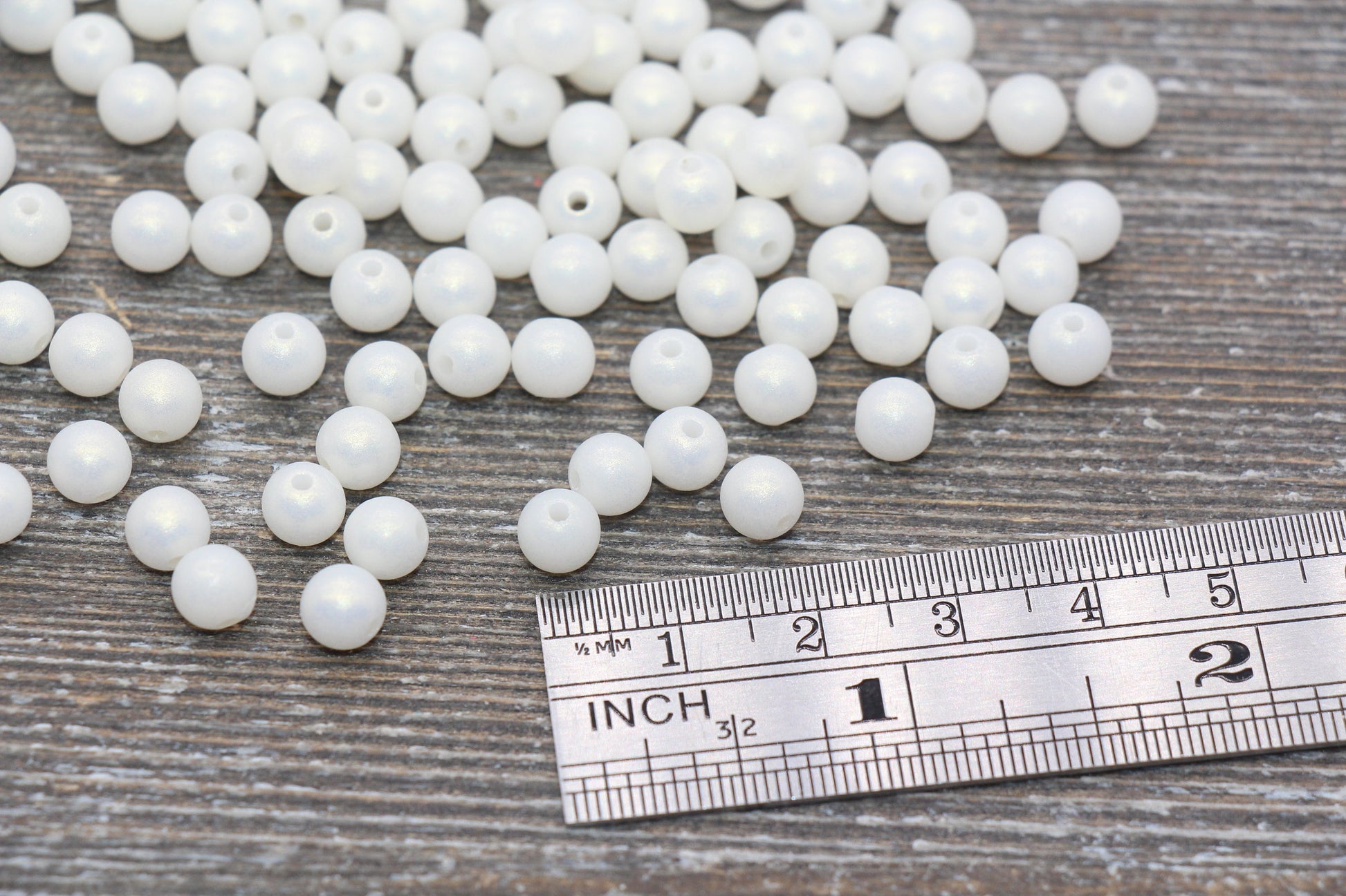 6mm White Shimmer Gumball Beads, Round Acrylic Loose Beads, Bubblegum Beads, Chunky Beads, Round Plastic Beads #1572