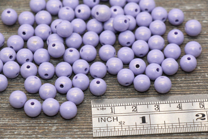 8mm Lavender Shimmer Gumball Beads, Round Acrylic Loose Beads, Bubblegum Beads, Chunky Beads, Smooth Round Plastic Beads #1577