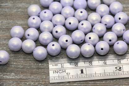 10mm Lavender Shimmer Gumball Beads, Round Acrylic Loose Beads, Bubblegum Beads, Chunky Beads, Gumball Beads, Smooth Plastic Beads #1578