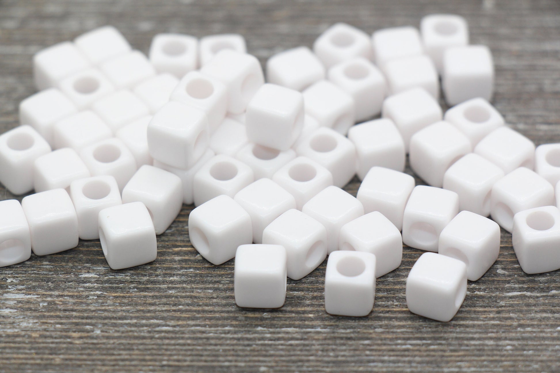 7mm White Cube Beads, Acrylic Cube Beads, Acrylic Spacer Beads, Square Beads, Acrylic Blank Beads, #1608