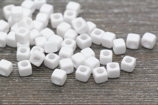 6mm White Cube Beads, Acrylic Cube Beads, Acrylic Spacer Beads, Square Beads, Acrylic Blank Beads #1609