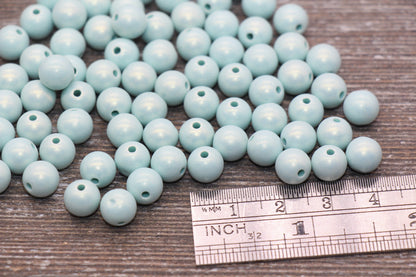 8mm Green Shimmer Gumball Beads, Round Acrylic Loose Beads, Bubblegum Beads, Chunky Beads, Smooth Round Plastic Beads #1581