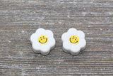 Ceramic Smiley Face Beads, Happy Face Sunflower Beads, Flower Shape Happy Face Beads