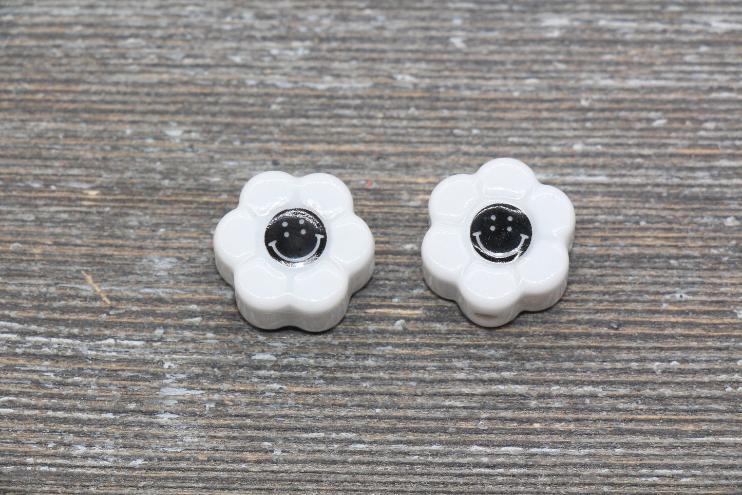 Ceramic Smiley Face Beads, Happy Face Sunflower Beads, Flower Shape Happy Face Beads