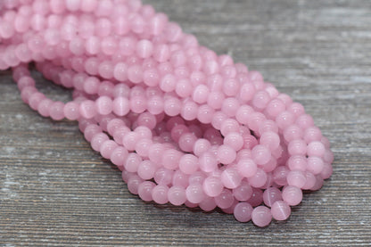 Pink Cat Eye Beads, Smooth Round Beads, Sizes 4mm 6mm 8mm 10mm 12mm, Full Strand 15.5 inch, #208