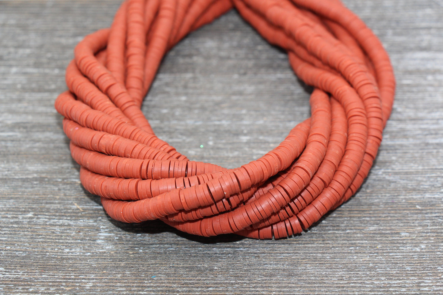 6mm Paprika Heishi Beads, Polymer Clay Disc Beads, African Disc Beads, Vinyl Heishi, 16 inch Strand #181