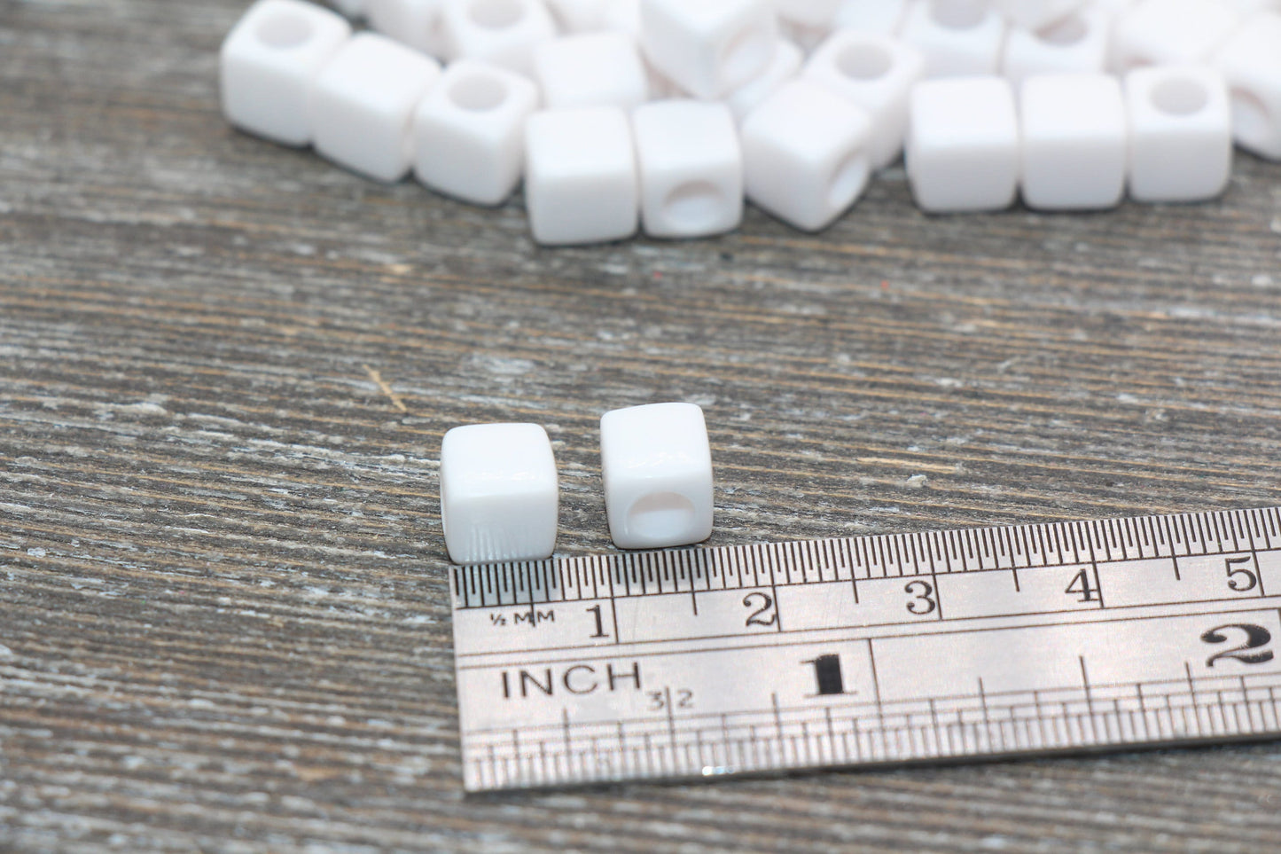 7mm White Cube Beads, Acrylic Cube Beads, Acrylic Spacer Beads, Square Beads, Acrylic Blank Beads, #1608