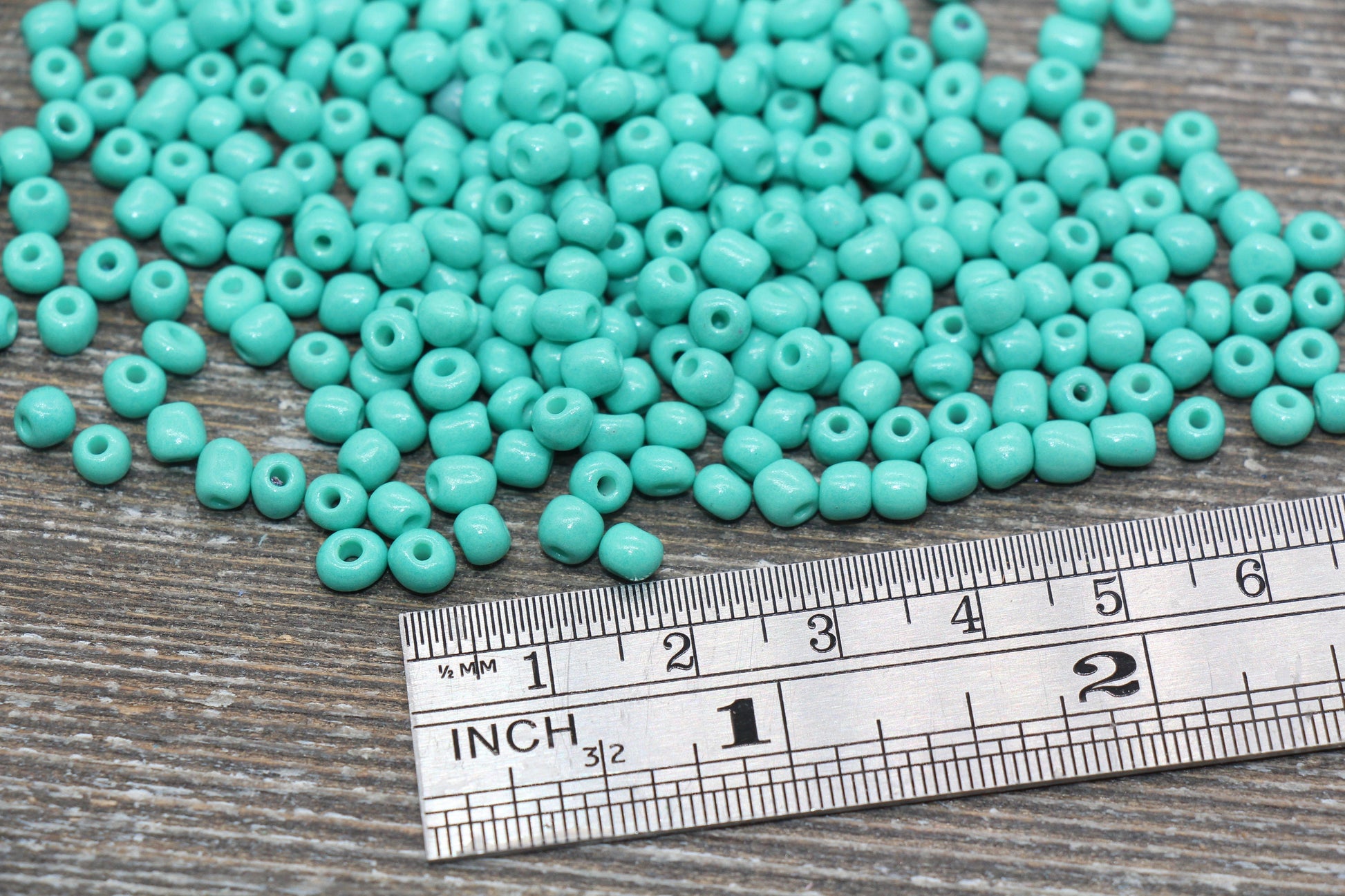 Glass Seed Beads, 4mm 6/0 Glass Round Seed Beads, Turquoise Opaque Seed Beads, Rocailles Beads, Beading Supplies #1095