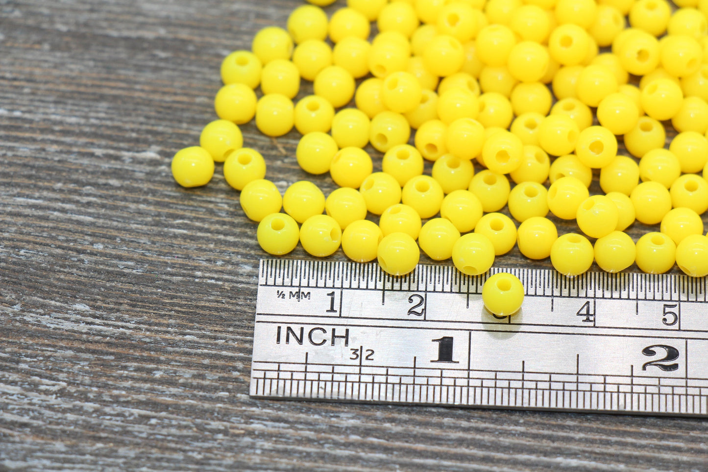 5mm Yellow Gumball Beads, Yellow Round Acrylic Loose Beads, Plastic Round Bubblegum Beads, Smooth Round Beads #1621