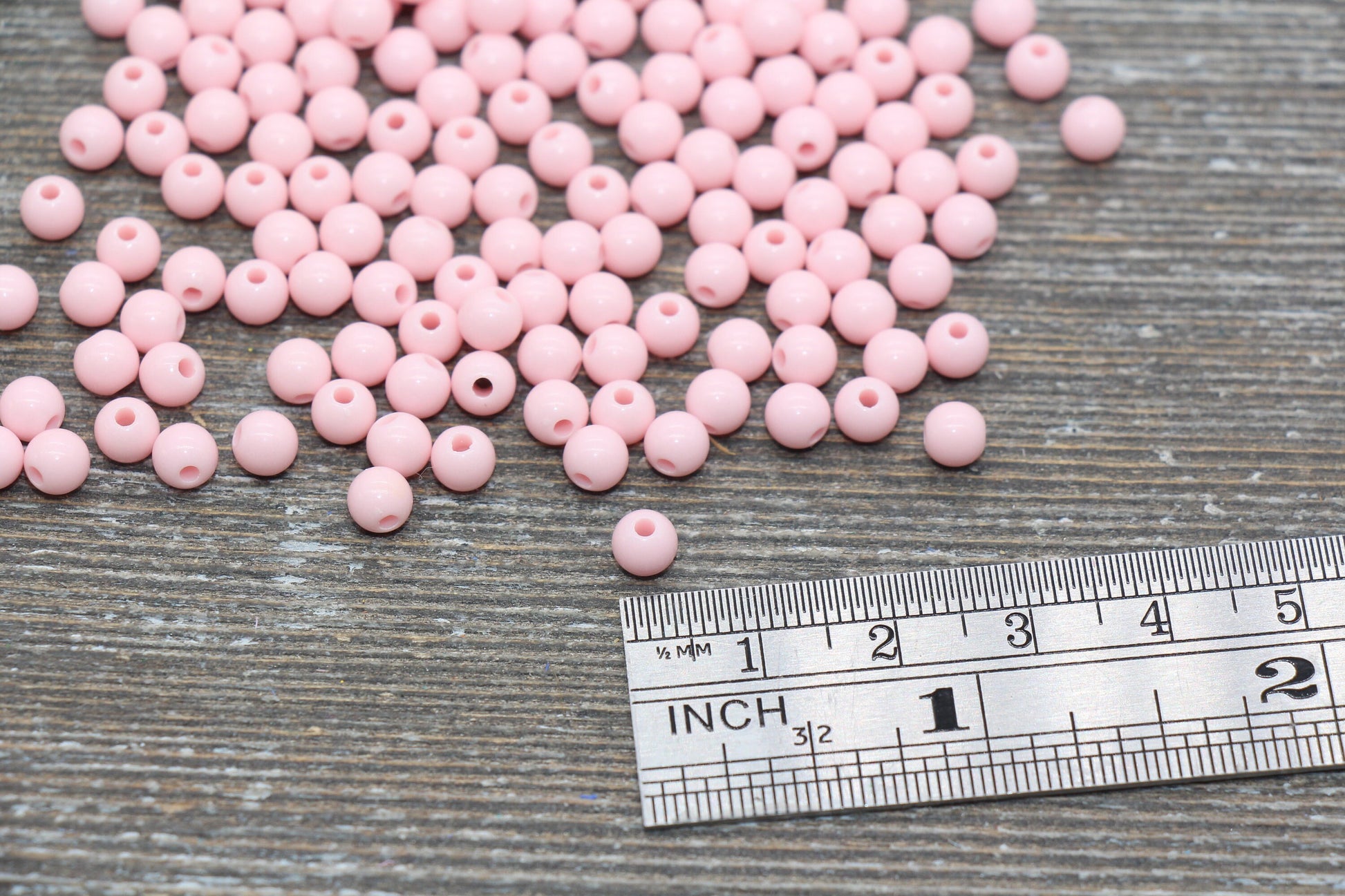 5mm Baby Pink Gumball Beads, Pink Round Acrylic Loose Beads, Plastic Round Bubblegum Beads, Smooth Round Beads #860