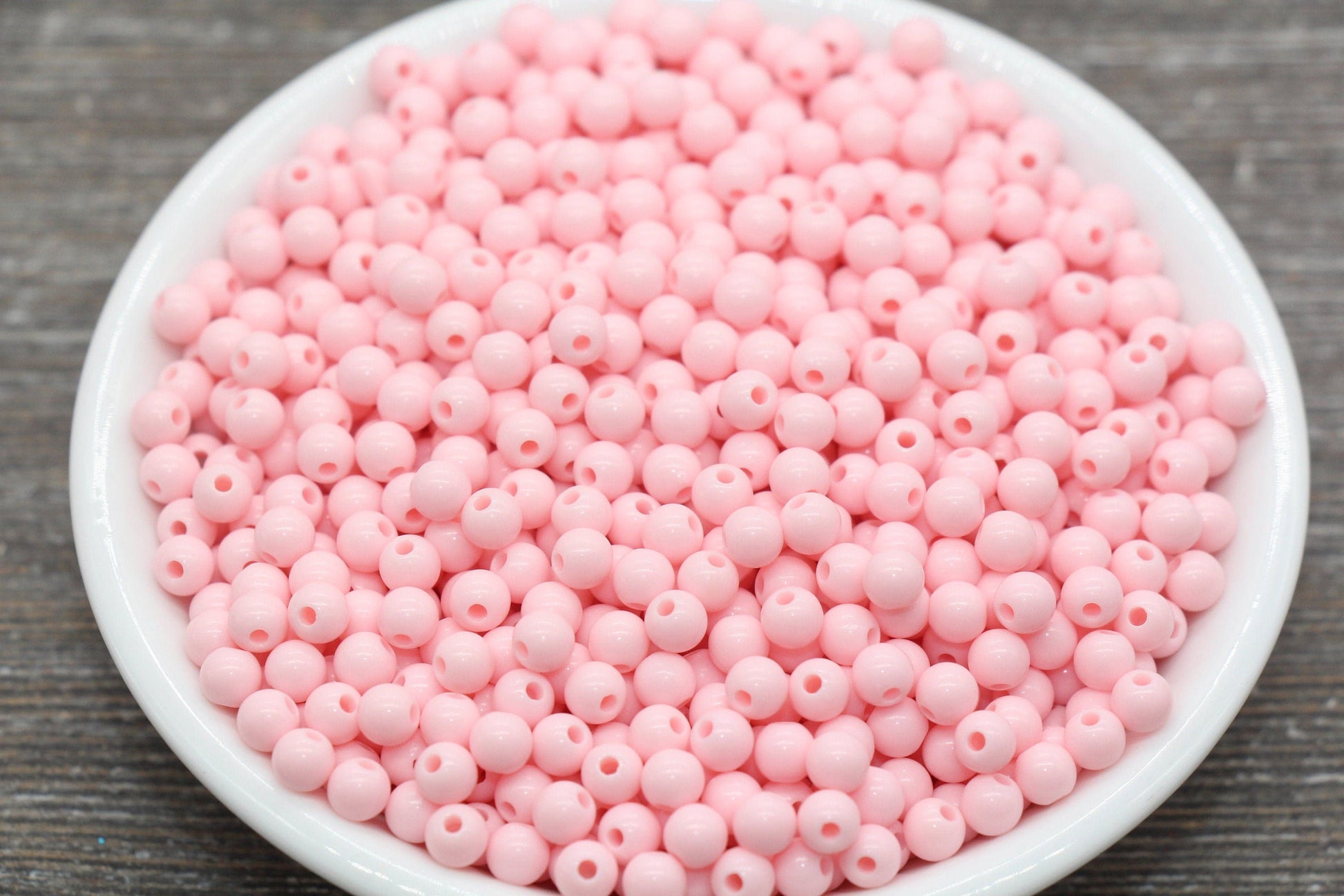 5mm Baby Pink Gumball Beads, Pink Round Acrylic Loose Beads, Plastic Round Bubblegum Beads, Smooth Round Beads #860