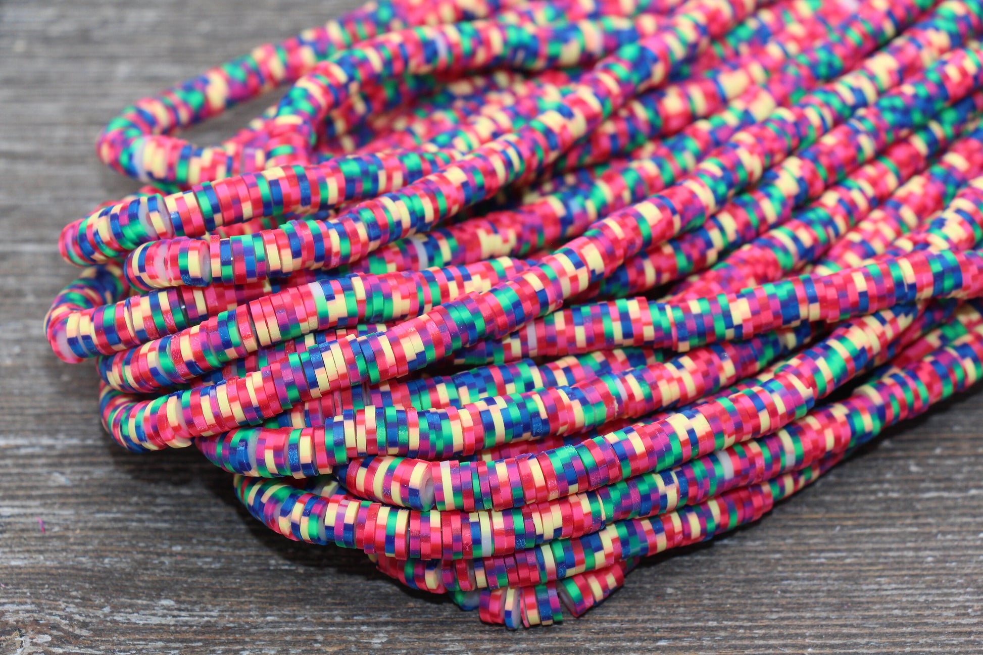 6mm Multicolored Speckled Heishi Beads, Rainbow Speckled Polymer Clay Disc Beads, African Disc Beads, Vinyl Heishi, 16 inch Strand #131