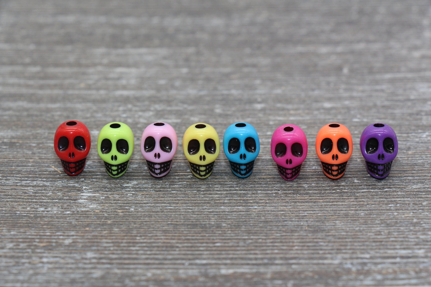 Skull Acrylic Beads, Multicolored Skull Head Acrylic Beads, Plastic Skull Beads, Halloween Skull Beads, 12x9mm #1633