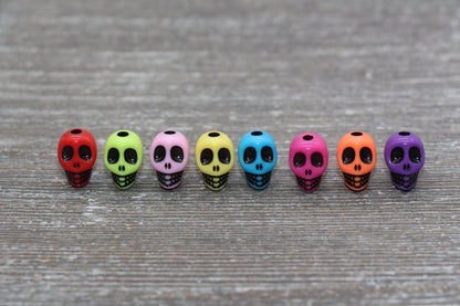 Skull Acrylic Beads, Multicolored Skull Head Acrylic Beads, Plastic Skull Beads, Halloween Skull Beads, 12x9mm #1633