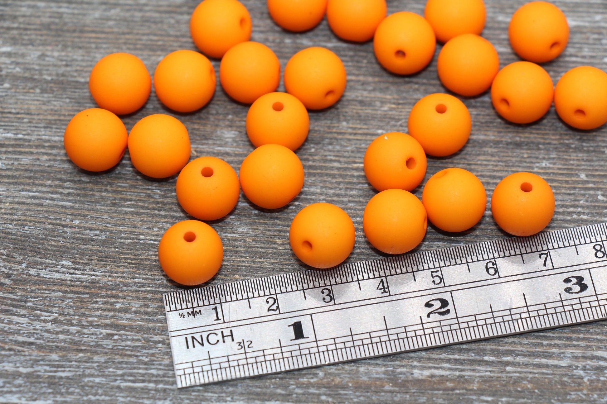 12mm Matte Orange Gumball Beads, Round Acrylic Loose Beads, Solid Bubblegum Beads, Chunky Beads, Round Plastic Beads #515