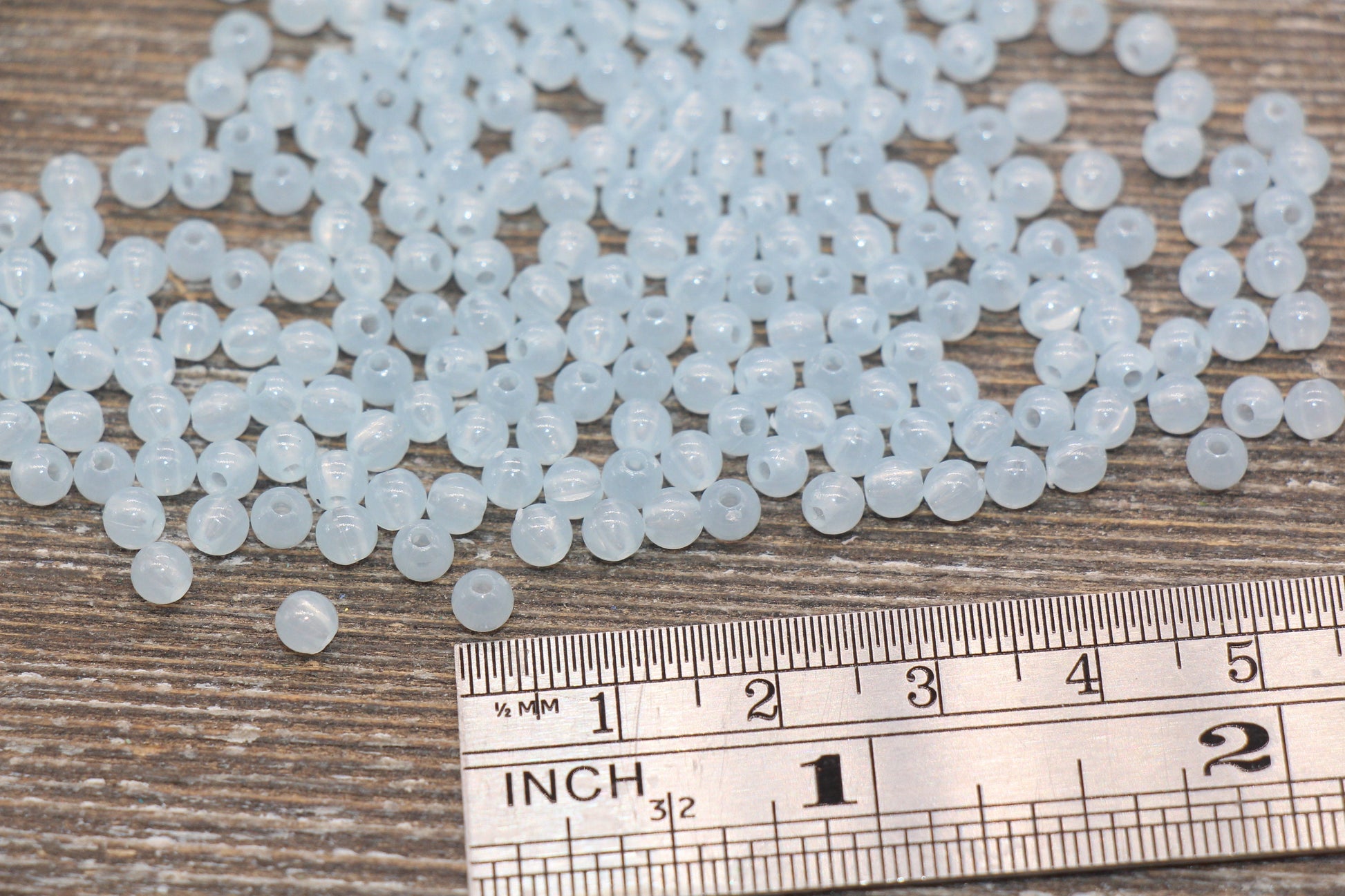 4mm Baby Blue Round Beads, Translucent Blue Round Gumball Beads, Round Spacer Beads, Bubblegum Beads, Plastic Round Smooth Bead #1634