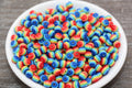 6mm Rainbow Striped Acrylic Beads