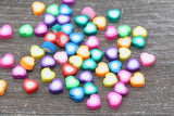 Heart Polymer Clay Beads, Multicolored Heart Fimo Cane Beads, Assorted Heart Shape Beads, Rainbow Heart Slice Beads #16