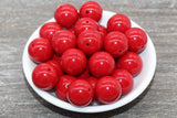 20mm Red Gumball Beads, Round Acrylic Loose Beads, Solid Bubblegum Beads, Chunky Beads, Smooth Round Plastic Beads #1650