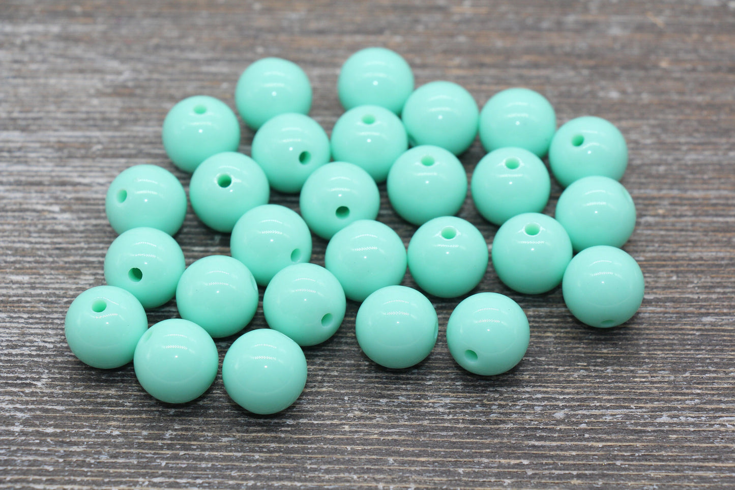 14mm Mint Green Gumball Beads, Round Acrylic Loose Beads, Solid Bubblegum Beads, Chunky Beads, Smooth Round Plastic Beads #1655