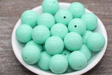 20mm Mint Green Gumball Beads, Round Acrylic Loose Beads, Solid Bubblegum Beads, Chunky Beads, Smooth Round Plastic Beads #1658