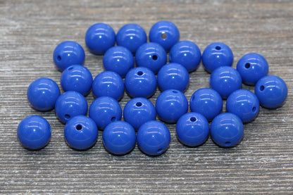 14mm Royal Blue Gumball Beads, Round Acrylic Loose Beads, Solid Bubblegum Beads, Chunky Beads, Smooth Round Plastic Beads #1663