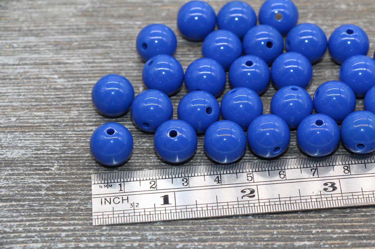 14mm Royal Blue Gumball Beads, Round Acrylic Loose Beads, Solid Bubblegum Beads, Chunky Beads, Smooth Round Plastic Beads #1663