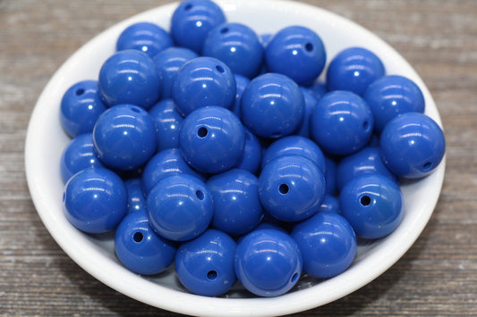 16mm Royal Blue Gumball Beads, Round Acrylic Loose Beads, Solid Bubblegum Beads, Chunky Beads, Smooth Round Plastic Beads #1664