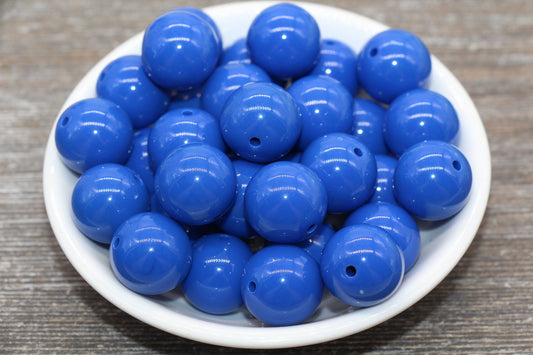 18mm Royal Blue Gumball Beads, Round Acrylic Loose Beads, Solid Bubblegum Beads, Chunky Beads, Smooth Round Plastic Beads #1665