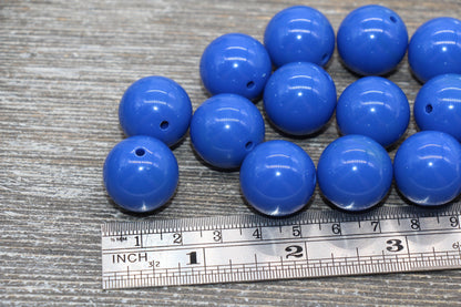 20mm Royal Blue Gumball Beads, Round Acrylic Loose Beads, Solid Bubblegum Beads, Chunky Beads, Smooth Round Plastic Beads #1666