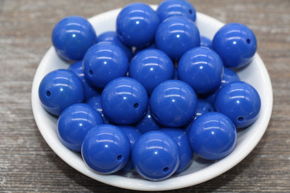 20mm Royal Blue Gumball Beads, Round Acrylic Loose Beads, Solid Bubblegum Beads, Chunky Beads, Smooth Round Plastic Beads #1666