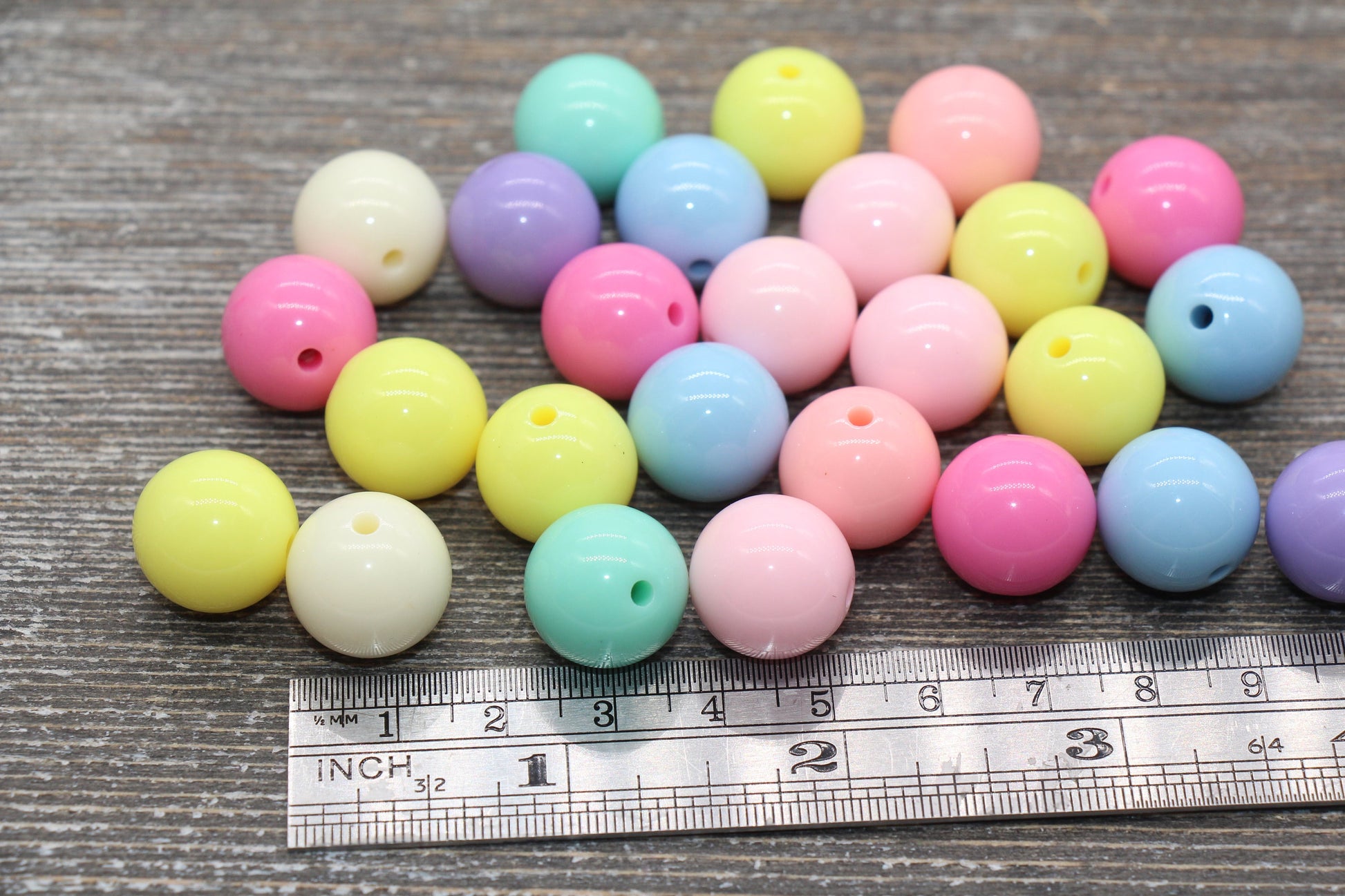 16mm Multicolor Gumball Beads, Round Acrylic Loose Beads, Solid Bubblegum Beads, Chunky Beads, Smooth Round Plastic Beads #1668