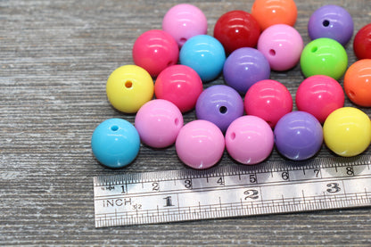 16mm Multicolor Gumball Beads, Round Acrylic Loose Beads, Solid Bubblegum Beads, Chunky Beads, Smooth Round Plastic Beads #1672