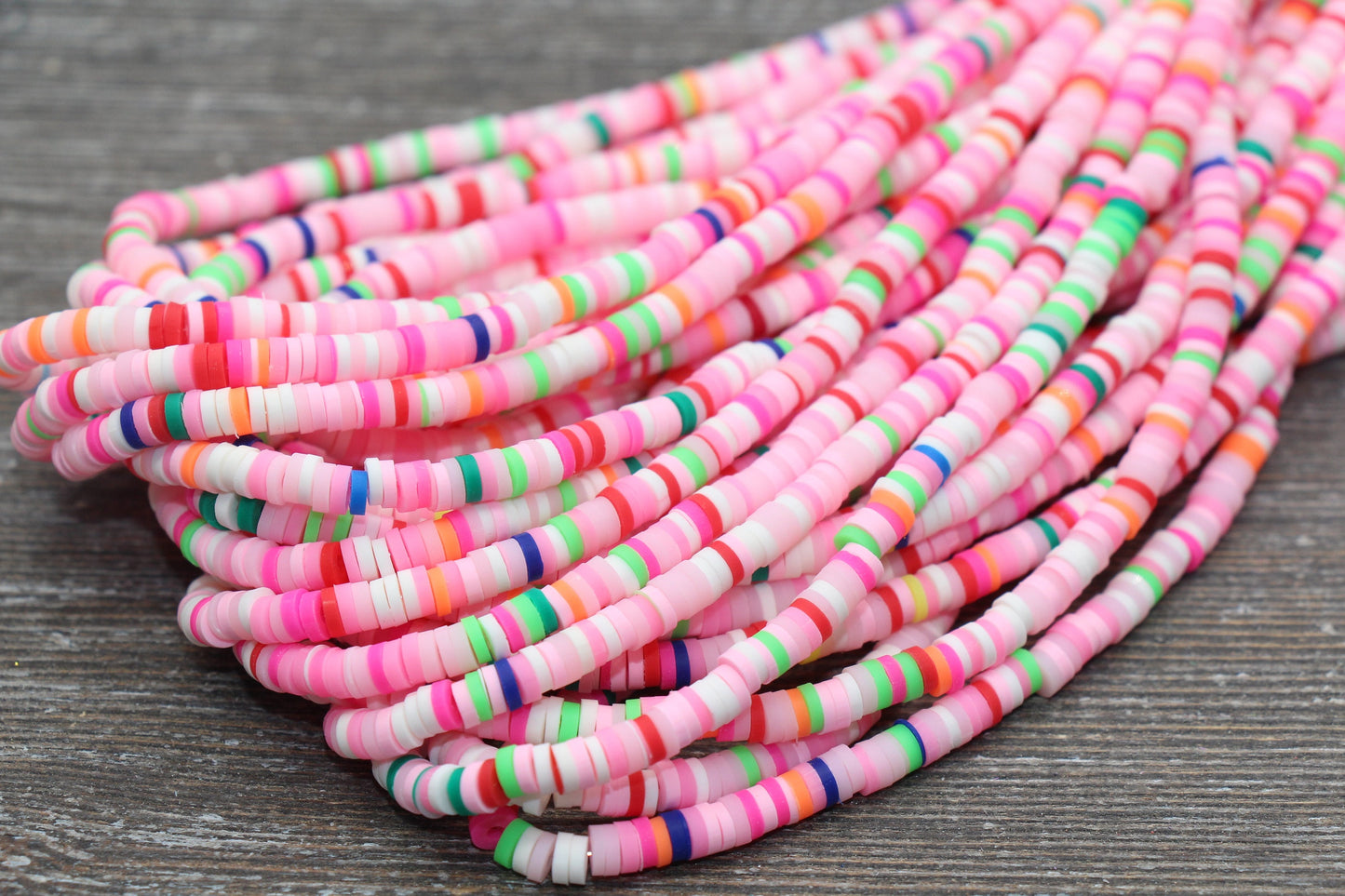 4mm Multicolored Heishi Beads, Multicolored Polymer Clay Disc Beads, Rainbow African Disc Beads, Vinyl Heishi, 16 inch Strand #198