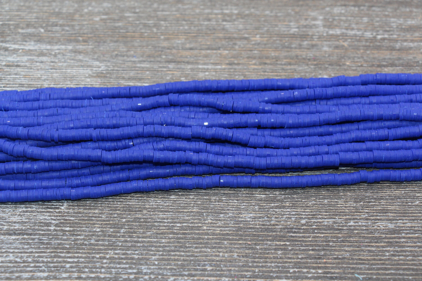 4mm Indigo Blue Heishi Beads, Polymer Clay Disc Beads, African Disc Beads, Vinyl Heishi, 16 inch Strand #239