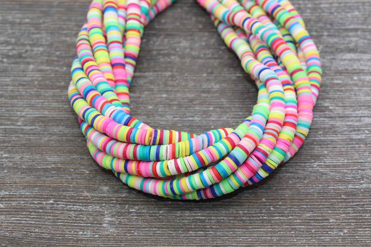 6mm Multicolored Heishi Beads, Mixed Color Polymer Clay Disc Beads, African Disc Beads, Wholesale Vinyl Heishi, 16 inch Strand #10