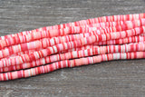 6mm Multicolored Heishi Beads, Pink Mixed Color Polymer Clay Disc Beads, African Disc Beads, Wholesale Vinyl Heishi, 16 inch Strand #201