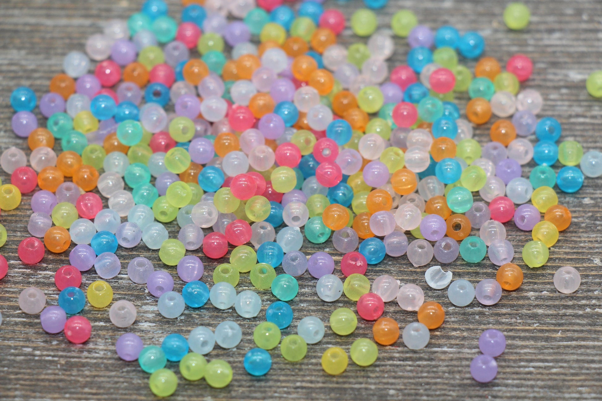 4mm Multicolored Round Beads, Translucent Mix Colors Round Gumball Beads, Round Spacer Beads, Bubblegum Beads, Plastic Smooth Beads #855