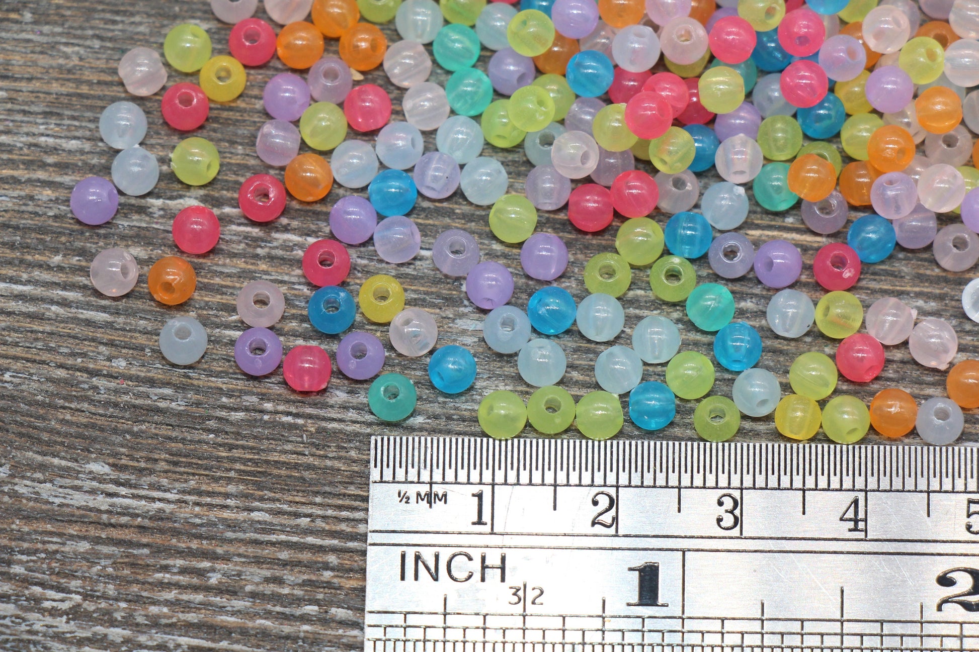 4mm Multicolored Round Beads, Translucent Mix Colors Round Gumball Beads, Round Spacer Beads, Bubblegum Beads, Plastic Smooth Beads #855