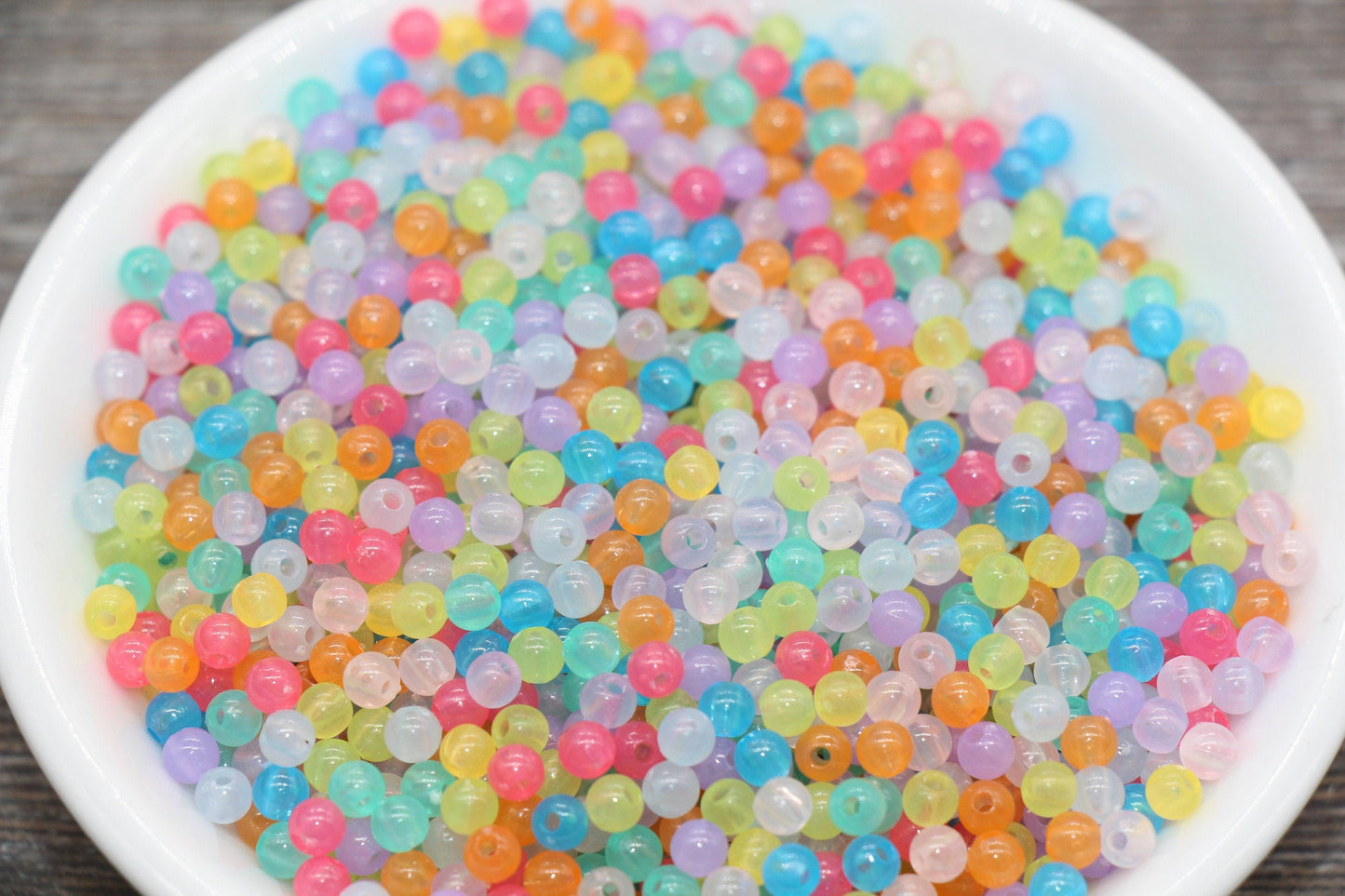 4mm Multicolored Round Beads, Translucent Mix Colors Round Gumball Beads, Round Spacer Beads, Bubblegum Beads, Plastic Smooth Beads #855