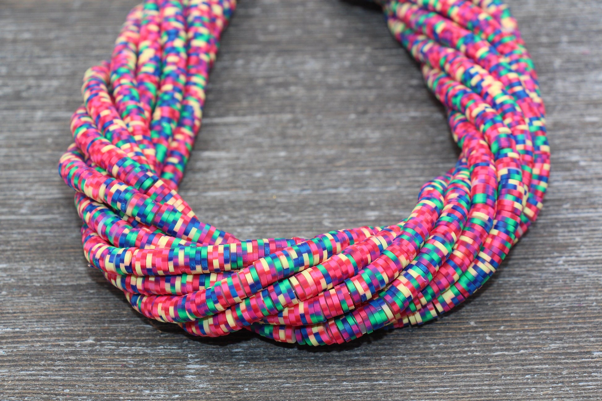 6mm Multicolored Speckled Heishi Beads, Rainbow Speckled Polymer Clay Disc Beads, African Disc Beads, Vinyl Heishi, 16 inch Strand #131